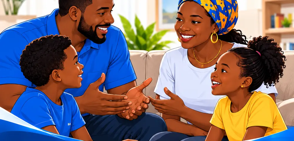 Illustration d’une famille qui dialogue