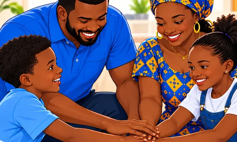 Illustration d’une famille unie, les mains jointes